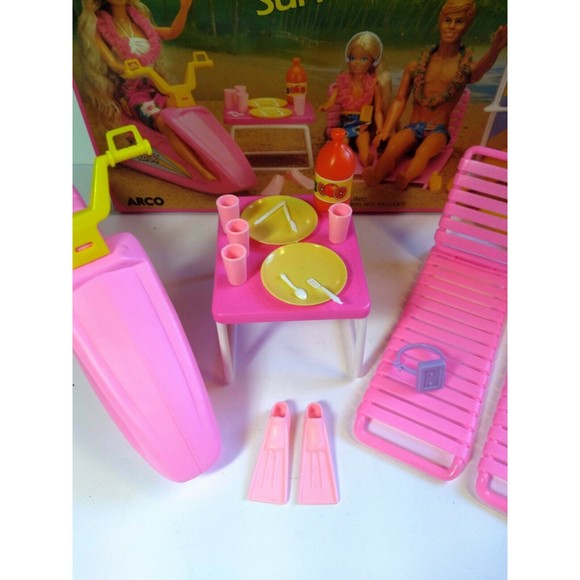 Barbie Jet Ski Playset ARCO ISLAND FUN SURF SET 1987 #7948 flippers Sailboard - Picture 4 of 11